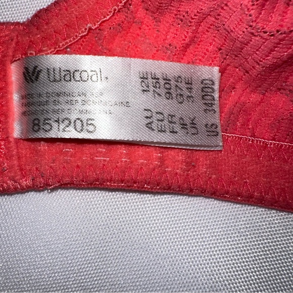 Wacoal Red Lace Bra 34DDD underwire unpadded - Picture 4 of 5